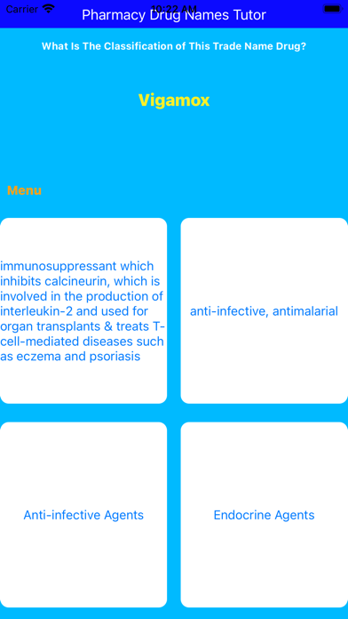 Pharmacy Drug Names Tutor Screenshot