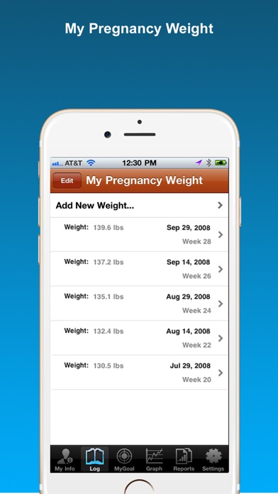 Pregnancy Weight Tracker Screenshot