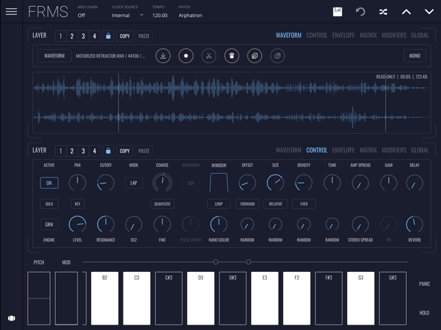 Snímek obrazovky FRMS - Granular Synthesizer