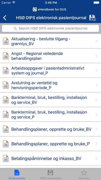 eHåndbok - OUS Screenshot