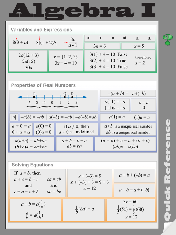 Screenshot #5 pour Algebra I Quick Reference