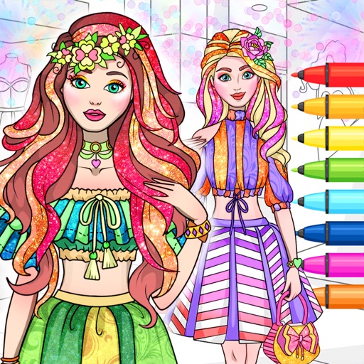 Coloring & Dress up Girls Game icon