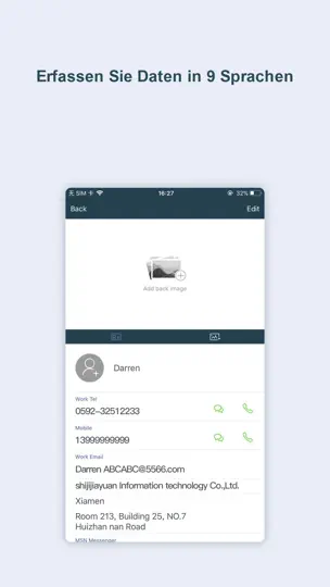 Screenshot von Visitenkarten Scanner -samcard auf dem iPhone 2