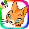 Coloring cats and kittens icon