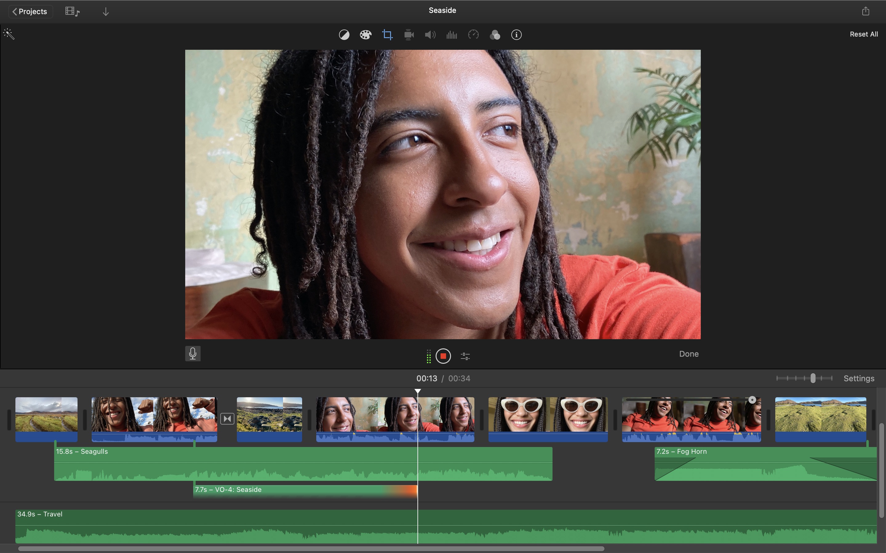 Screenshot do app iMovie