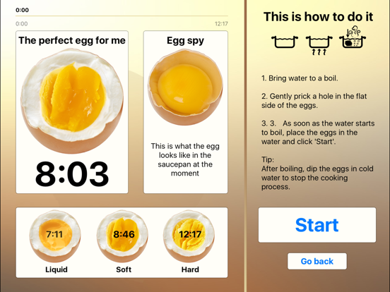 The perfect Egg timer iPad screenshot 2 - Food & Drink app