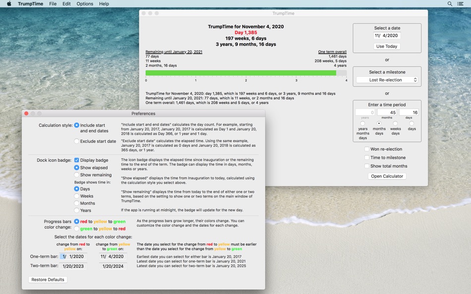 #5. TrumpTime Date Calculator (macOS) By: Jonathan Blau