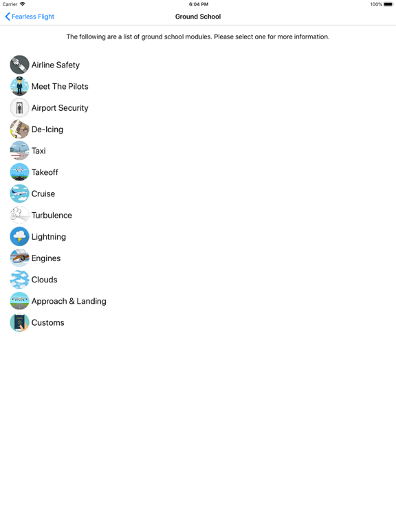 Fearless Flight iPad screenshot 2 - Travel app
