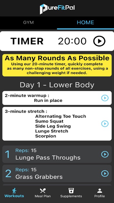 PureFitPal: Home, Gym Workout Screenshot