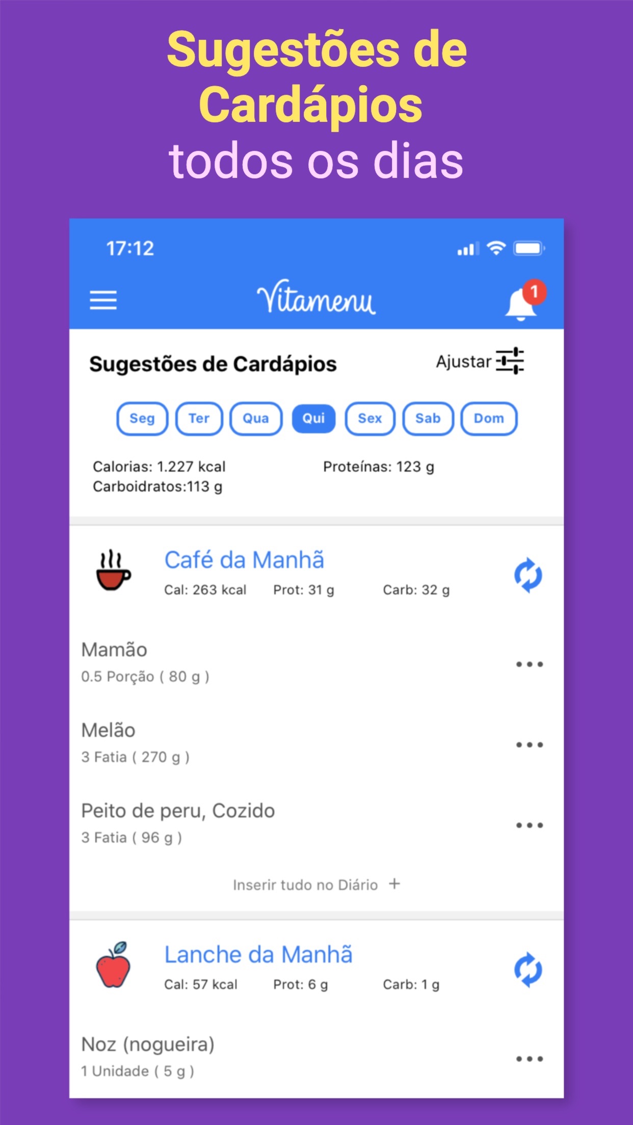 Screenshot do app Vitamenu - Dieta com Saúde