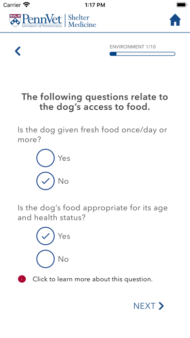 Penn Vet Quality of Life Tool Screenshot