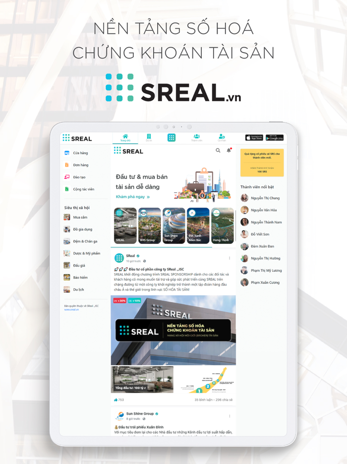 SReal -Nền tảng số hóa tài sản