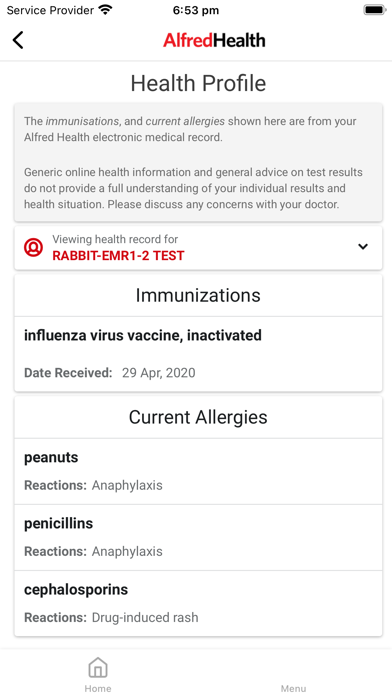 AH Patient Portal Screenshot