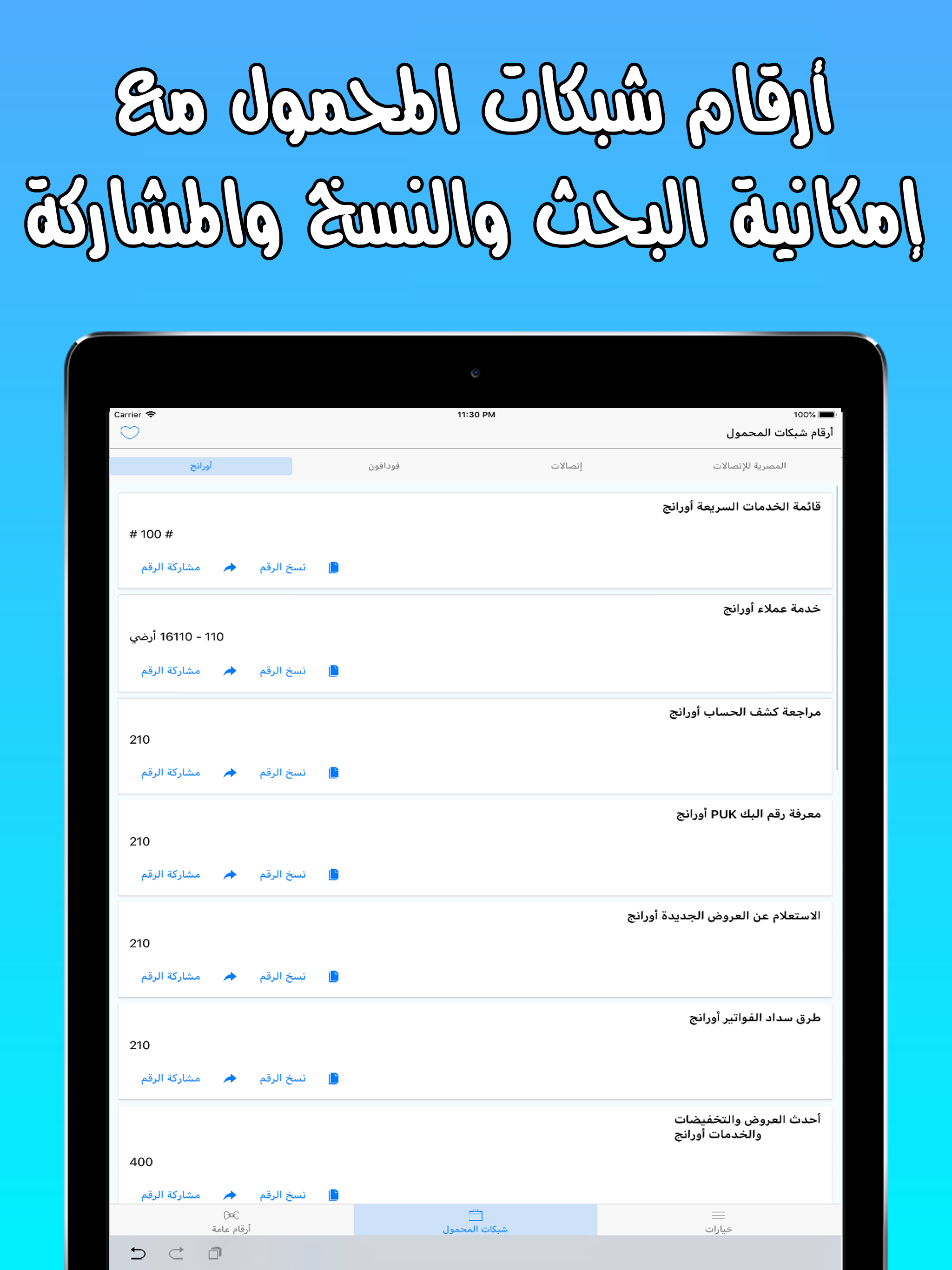 دليل أرقام خدمات وشبكات مصر