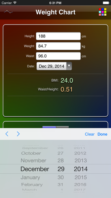 Weight Chart Screenshot