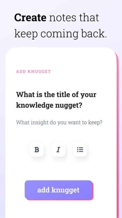 knugget - keep it in mind