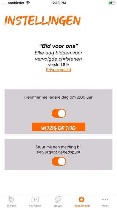 "Bid voor ons!" Screenshot