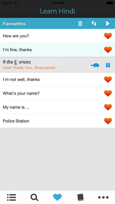 Learn Hindi - Phrasebook Screenshot