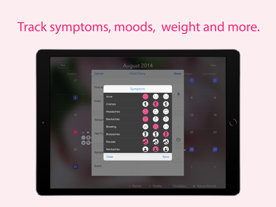 Monthly Cycles iPad app afbeelding 3