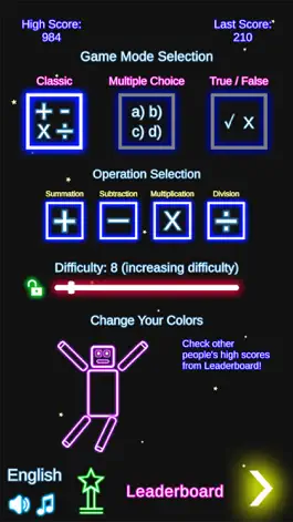 Game screenshot Laser Math Game: 4 Operations mod apk