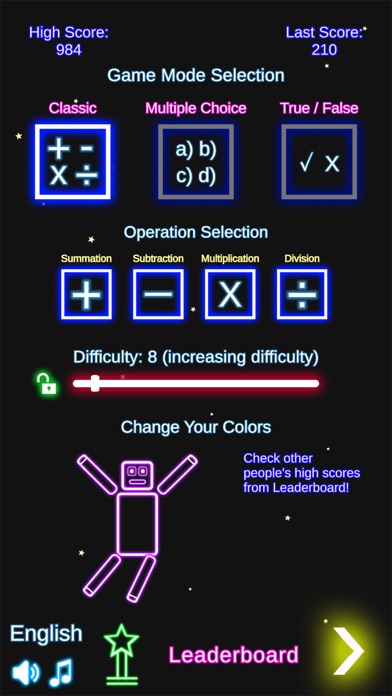 Laser Math Game: 4 Operations Screenshot