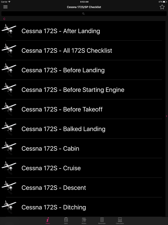 Cessna 172S/SP Checklist iPad screenshot