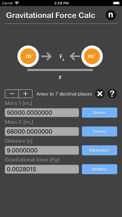 Gravitational Force Calculator screenshot-6