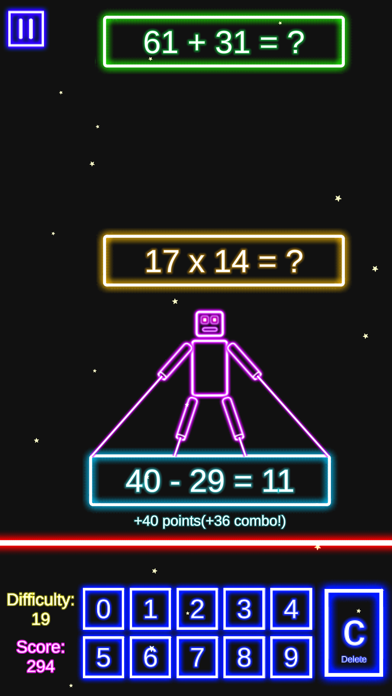 Laser Math Game: 4 Operations Screenshot