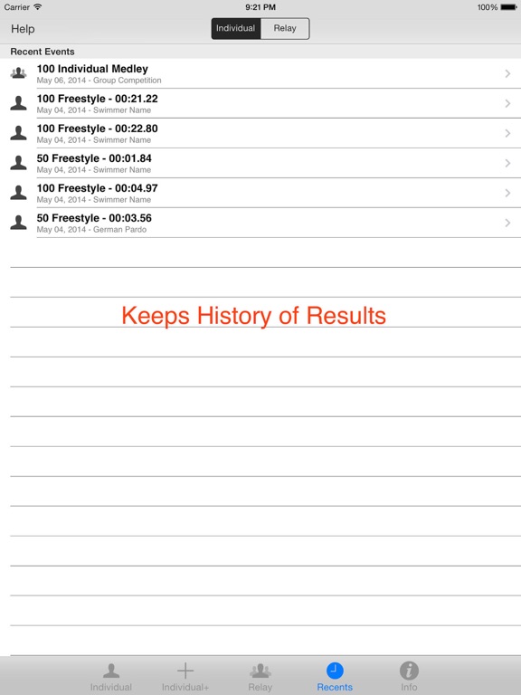 StopWatch For Swimming iPad screenshot 5 - Sports app