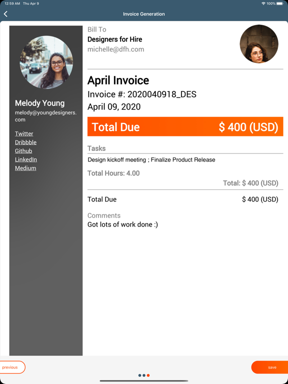 Remotime: Freelancer Invoicing iPad screenshot 6 - Productivity app