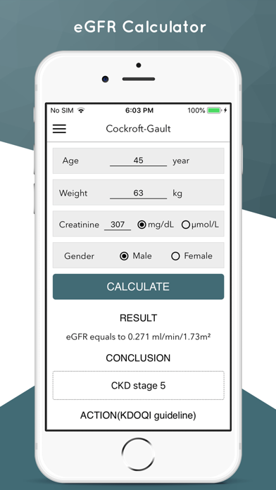 Screenshot #3 pour eGFR Calculator for kidney