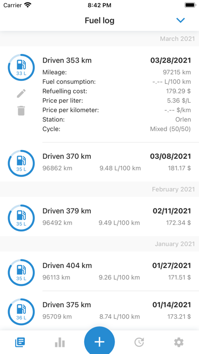 ReFuel - Mileage and fuel log Screenshot