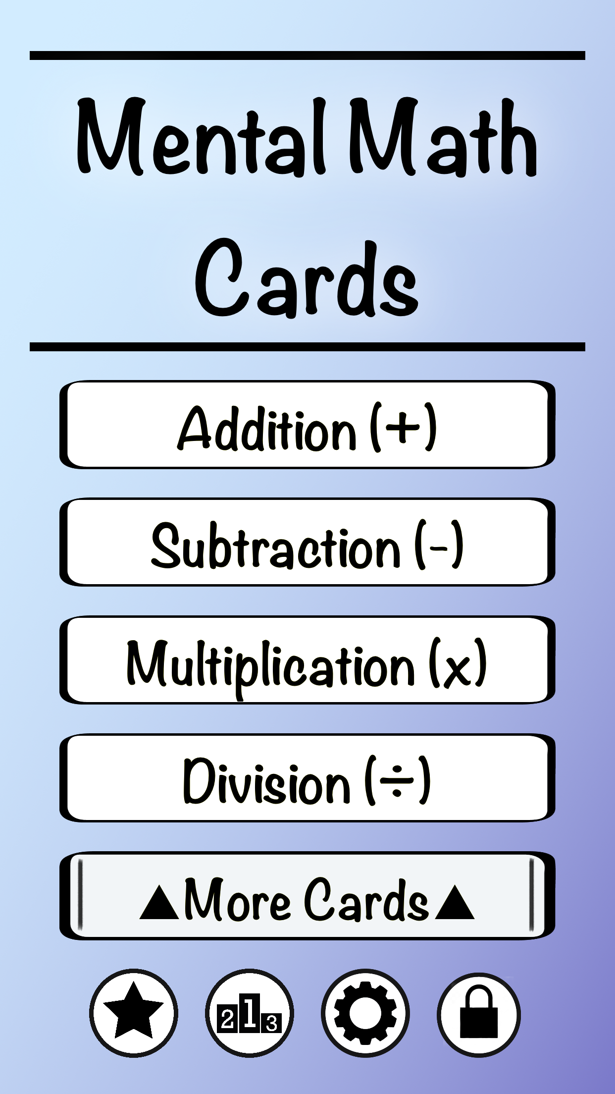 Mental Math Cards Games & Tips screenshot 1