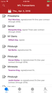 sports wire transactions iphone screenshot 1