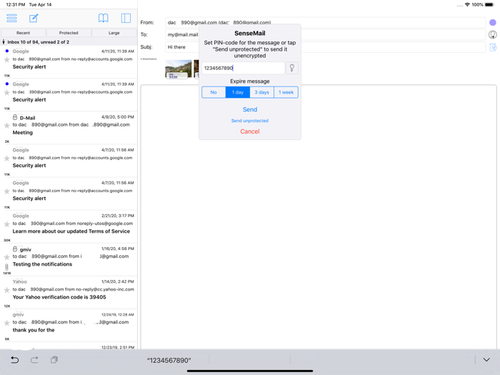 SenseMail-secure email client