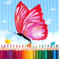 Butterfly and Flower Pixel Color