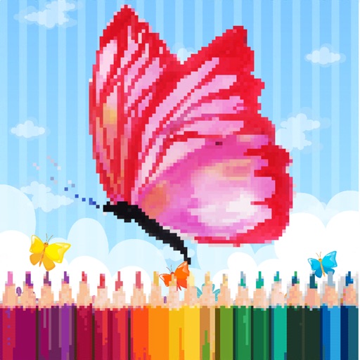 Butterfly & Flower Pixel Color icon
