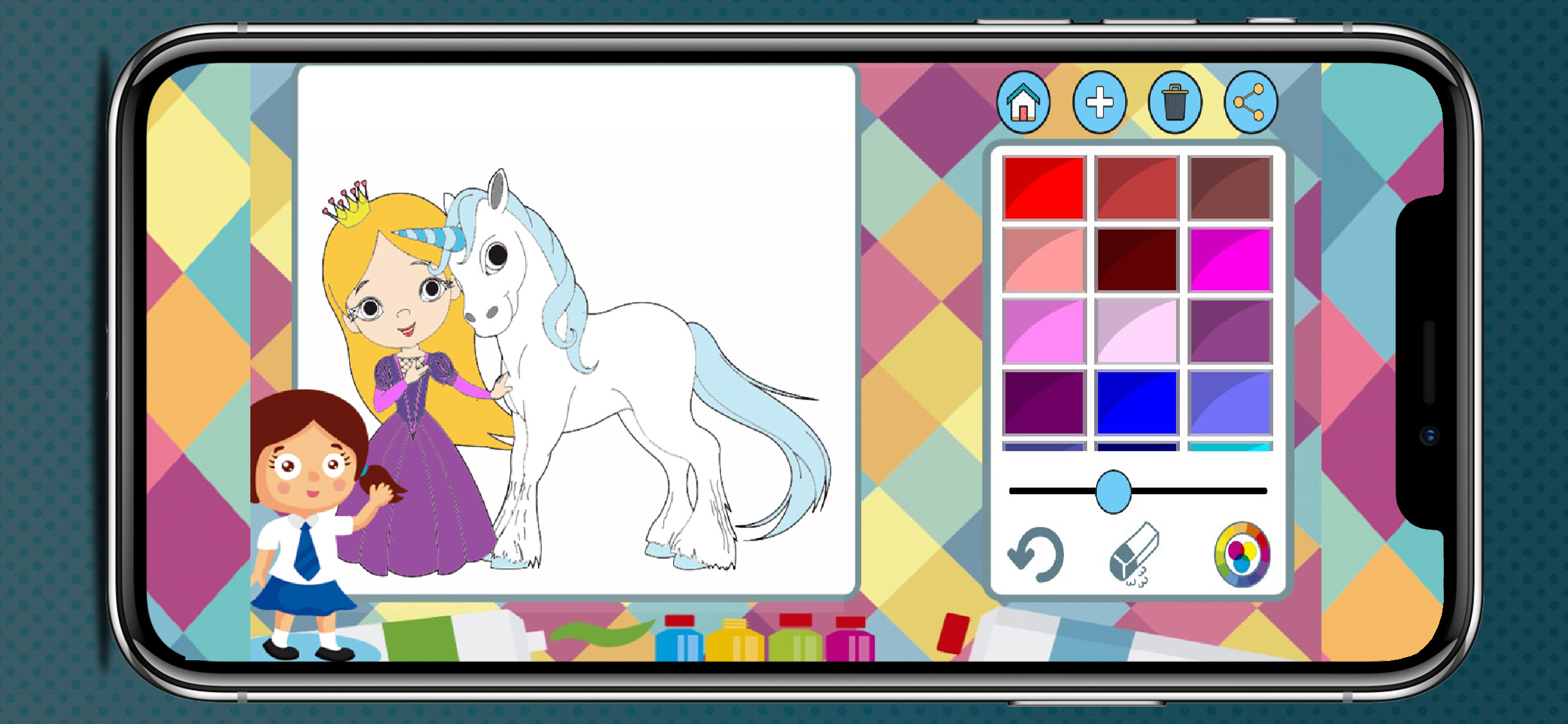 Princesses paint coloring book