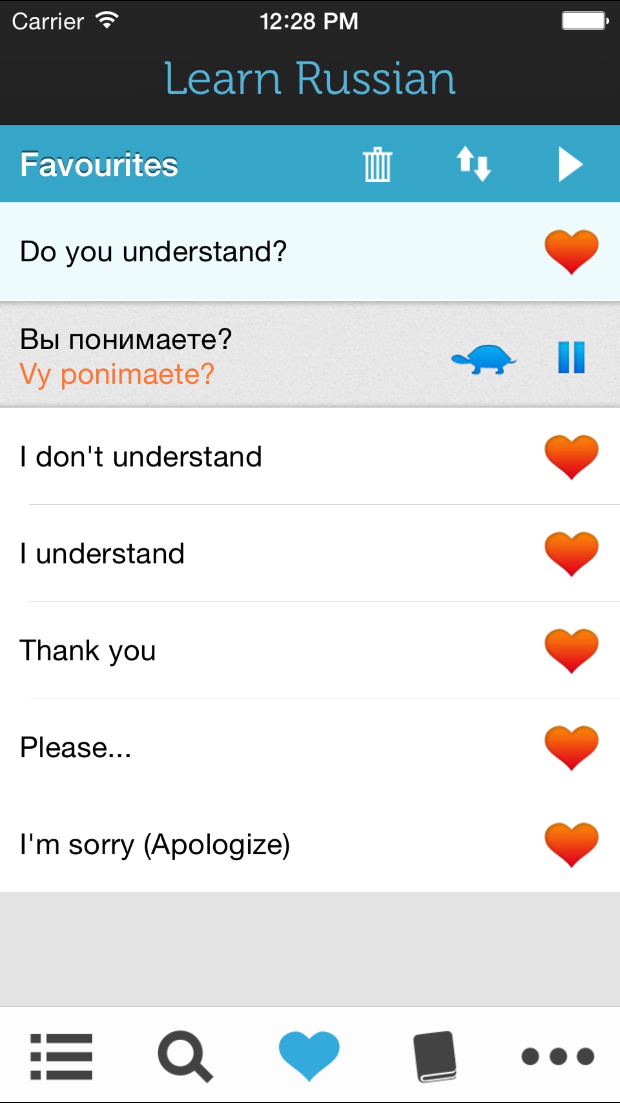 Screenshot do app Learn Russian - Phrasebook