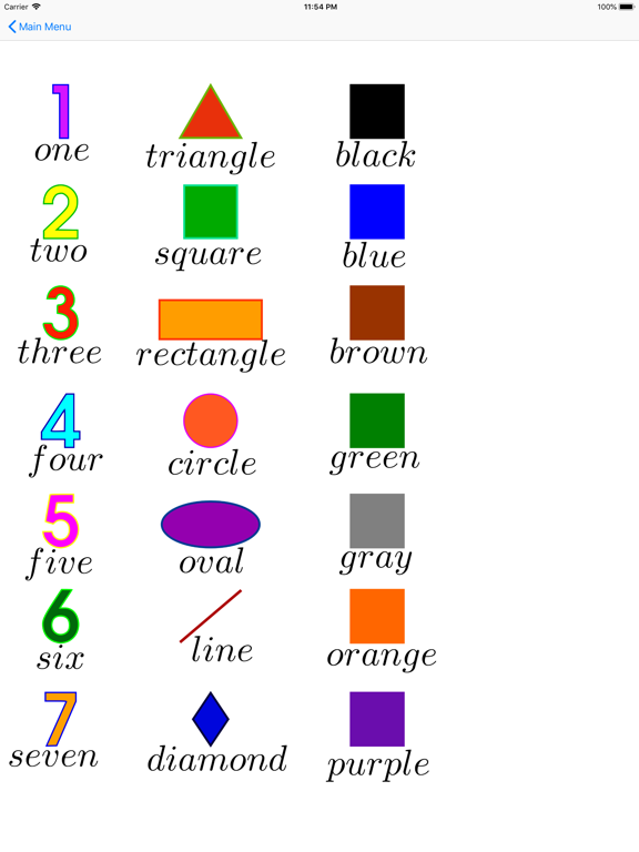 Numbers, Shapes and Colors iPad screenshot