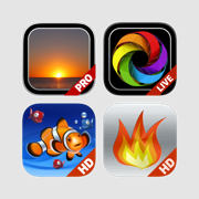 Live Wallpapers, Wettervorhersage mit dynamischem Hintergrund, Aquarium & Kamin