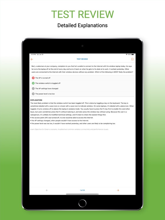 CompTIA Network+ N10-007 Test iPad screenshot 6 - Education app