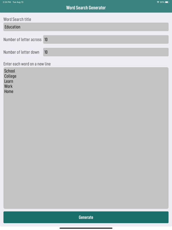 Screenshot #5 pour Word Search Puzzle Generator