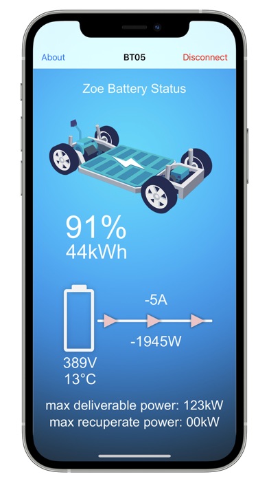 My Zoe Battery info App DIY Screenshot