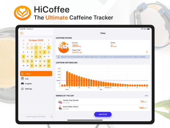 HiCoffee - Caffeine Trackerのおすすめ画像1