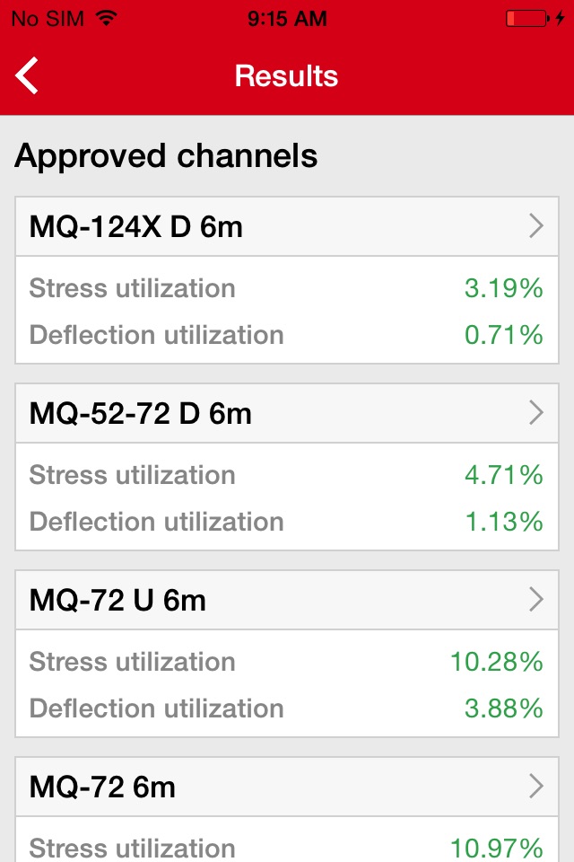 Hilti Channel Calculator screenshot 3