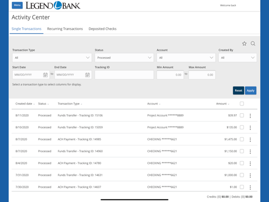 Legend Bank Mobile iPad screenshot 3 - Finance app