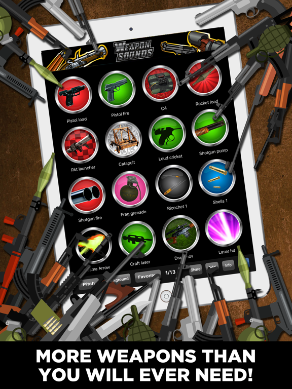 100+ Weapon Sounds & Buttons iPad screenshot 4 - Entertainment app