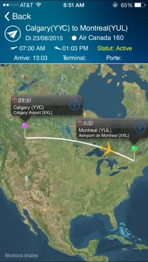 Capture d'écran de Montreal Airport (YUL) + Radar sur iPhone 1
