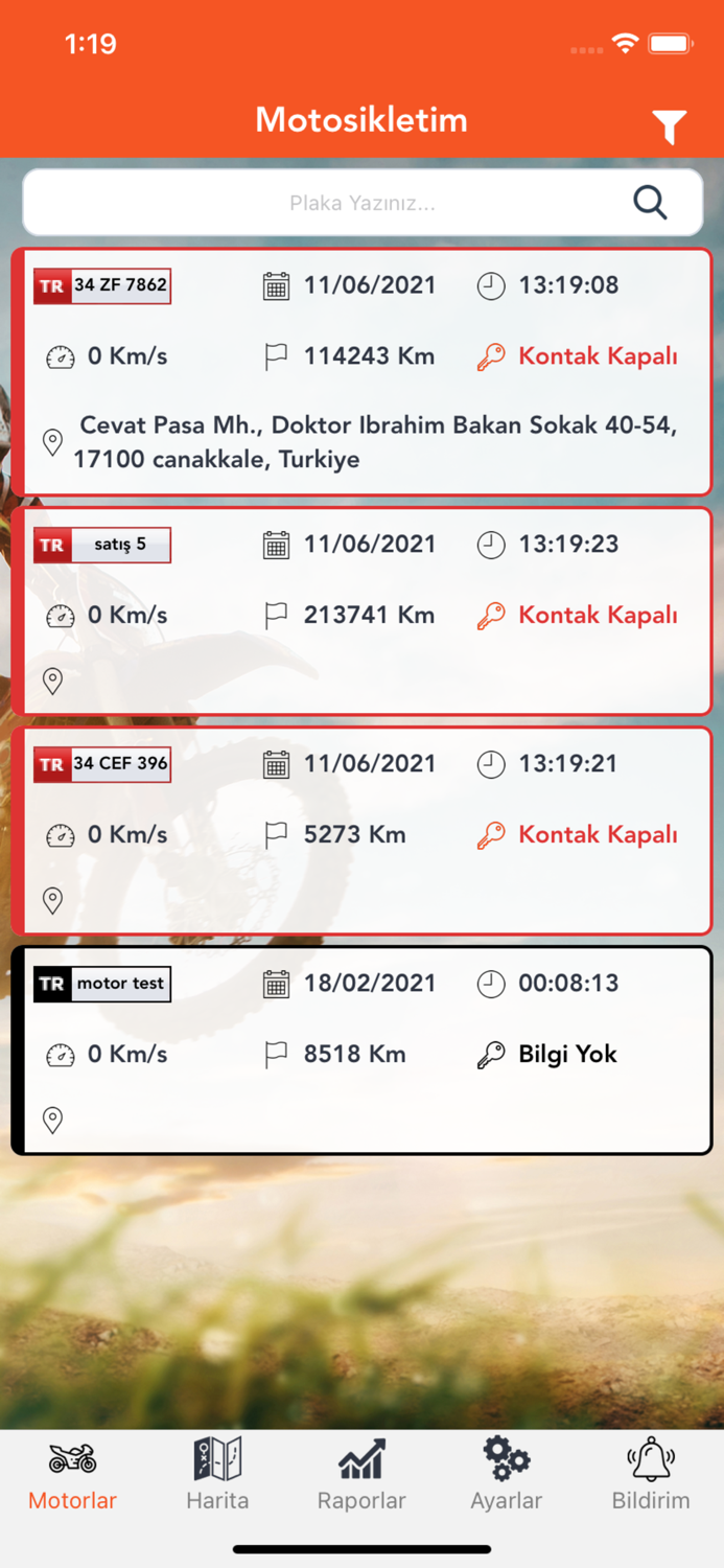 Turuncu Motosiklet Takip